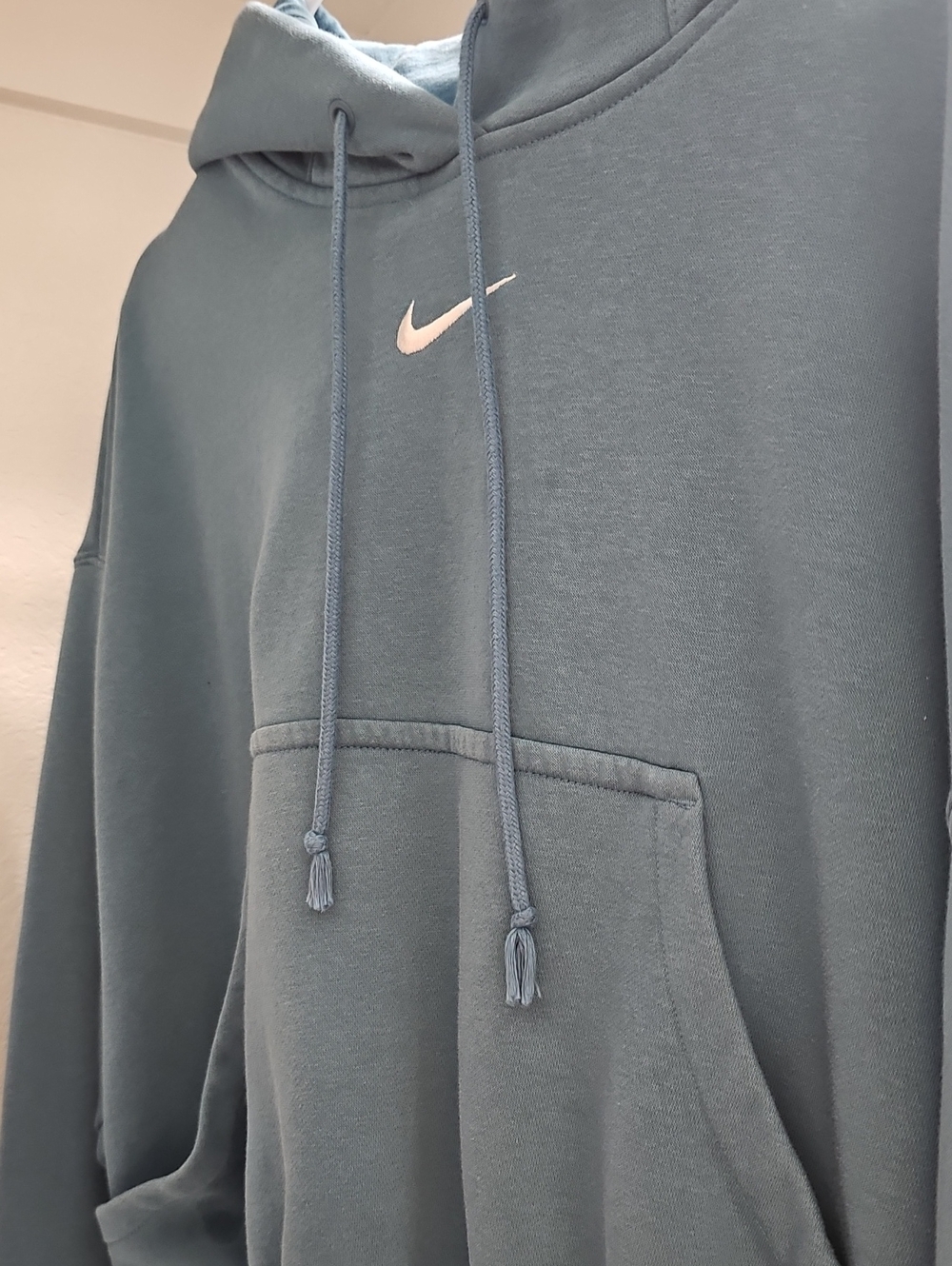 Nike Teal Blue Phoenix Fleece Pullover Hoodie with White Swoosh